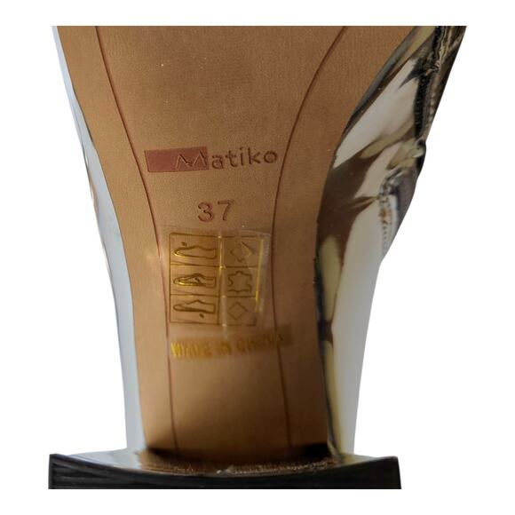 MATIKO Women 7 Lucinda Boots Silver Metallic Mirror Pointed Toe Block Heel NEW - Picture 9 of 11